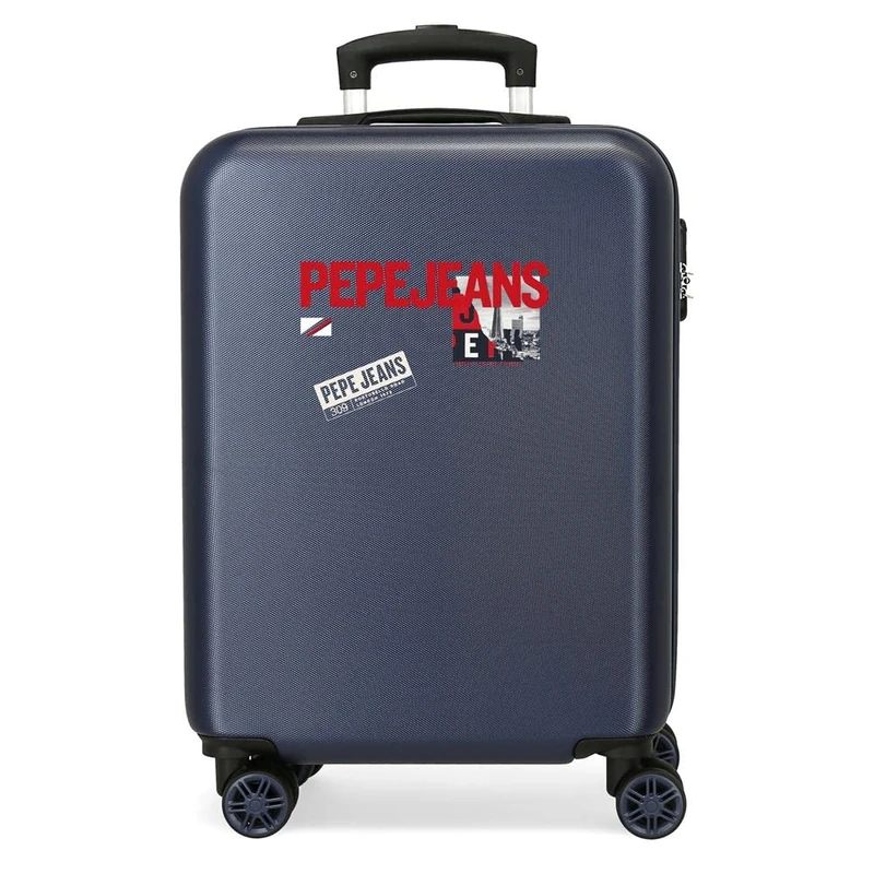 Pepe Jeans Dikran Cabin Suitcase Blue 38x55x20cm Rigid ABS Side Combination Closure 34L 2.7kg 4 Double Wheels