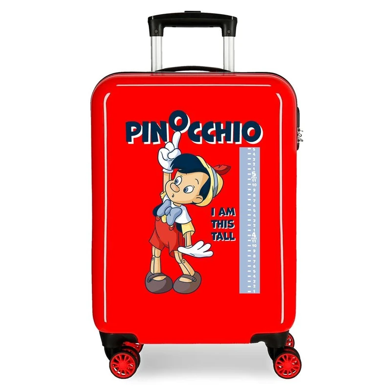 Disney Pinocchio Cabin Suitcase Red 38x55x20 cm Hard ABS Side Combination Lock 34L 2 kg 4 Double Wheels, Pinocchio, Suitcase 55