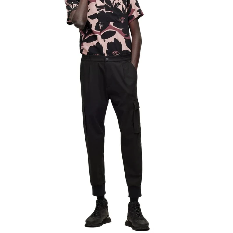 HUGO Mens Glavin231F1 Slim-fit Cargo Trousers with Front Pleats Black