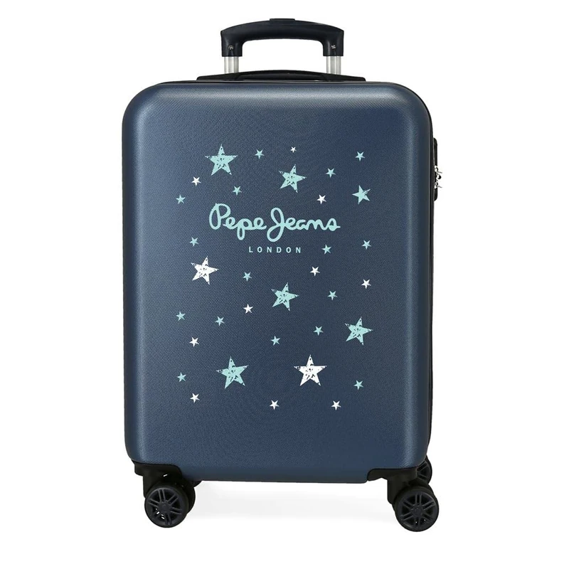 Pepe Jeans Denim Star Cabin Suitcase Blue 38x55x20cm Rigid ABS Combination Closure Side 34L 2.7kg 4 Double Wheels