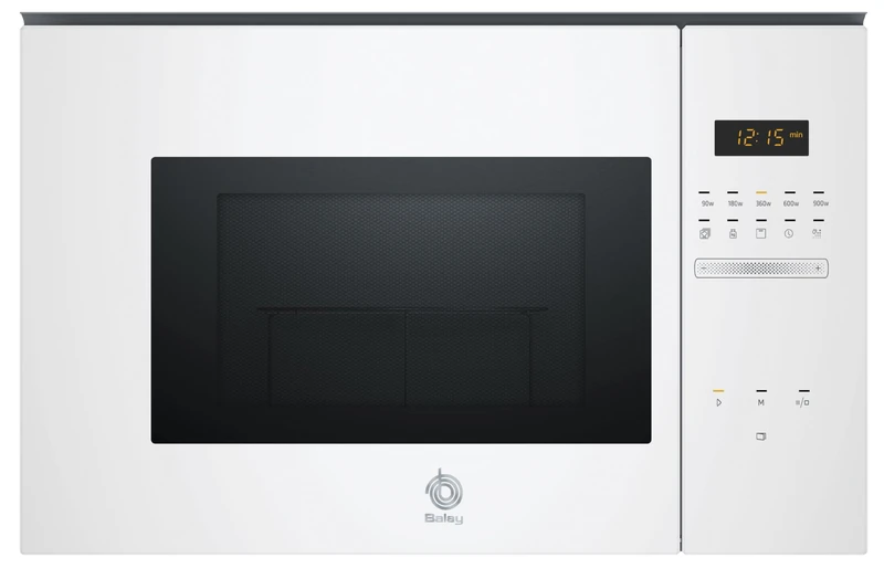 Balay, 3CG5175B2 Frameless Built-in Microwave 38 cm 25 L Aqualisis Left Side Ap., White Glass, 8 Recipes, Electronic Programming Stop, Rotating Plate 31.5 cm, with Grill, 2021