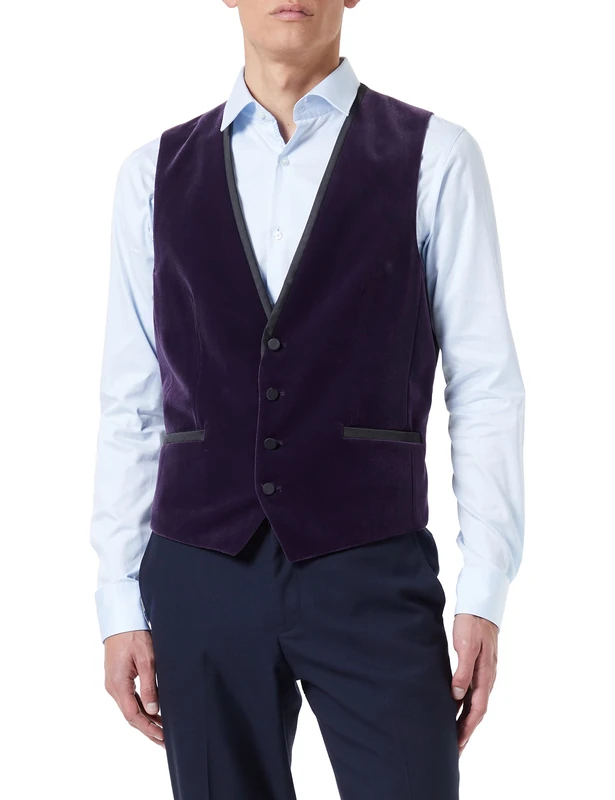 HUGO Men's Vin231 Waistcoat, Dark Purple509, 106