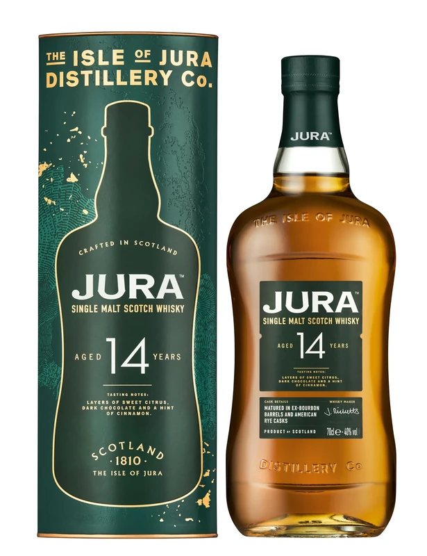 Jura Aged 14 Year Old American Rye Single Malt Whisky 70 cl | Fruity and Balanced 40% vol | More than a Whisky, made by a Scottish Island Community | A Smooth, Warming and Well-Balanced Single Malt