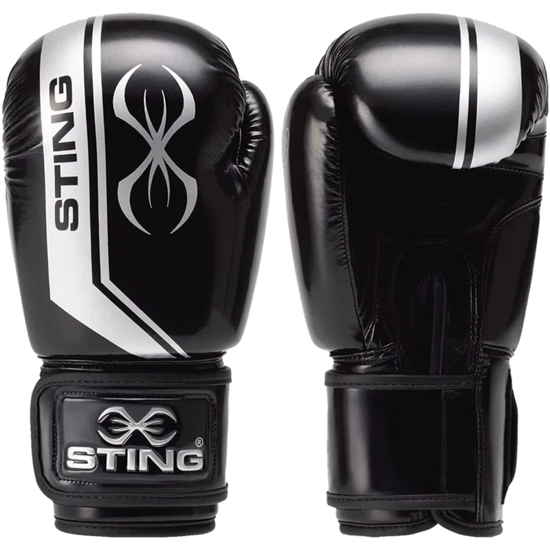 STING Armalite Boxing Gloves for Men & Women - Pro-Grade Tech Gear with Hi Flow Core - Ideal for Boxing, MMA & Muay Thai - 12 Oz, Black/Silver - Men & Women