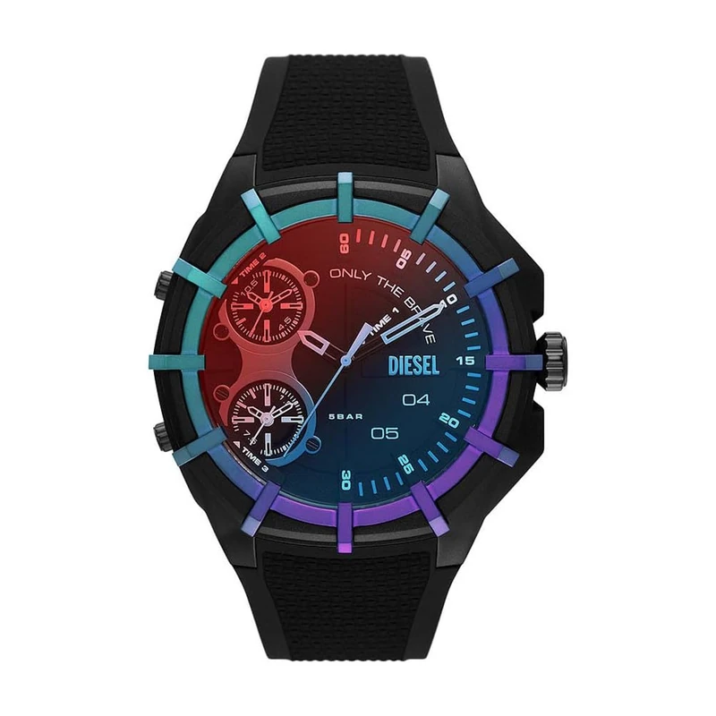 Diesel Watch for Men Framed, Three Hand Movement, 51 mm Multi Nylon Case with a Silicone Strap, DZ1986