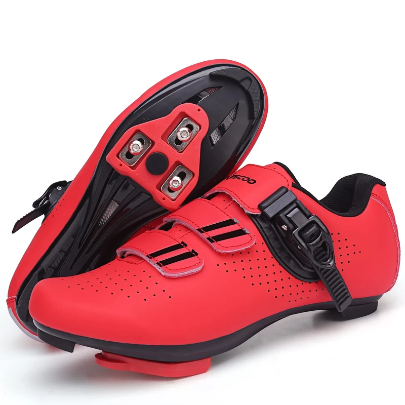 Cycling Shoes for Men Women Compatible with Peloton Bike Shimano SPD & Look ARC Delta for Indoor Spin Cycle Road Bike Shoes with Delta Cleats Pre-Installed, Red 11.5