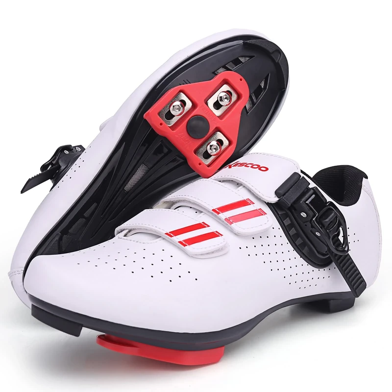 Cycling Shoes for Men Women Compatible with Peloton Bike Shimano SPD & Look ARC Delta for Indoor Spin Cycle Road Bike Shoes with Delta Cleats Pre-Installed, White 8.5