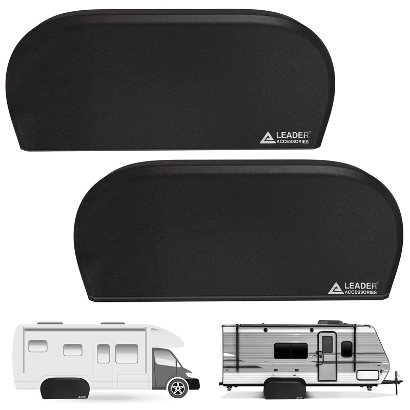 Leader Accessories Double Axle RV tire Cover Fits Diameter 30"-32", Dual Axle Wheel Covers for Camper, Truck, Trailer, Waterproof, 2pcs/Pack, Black