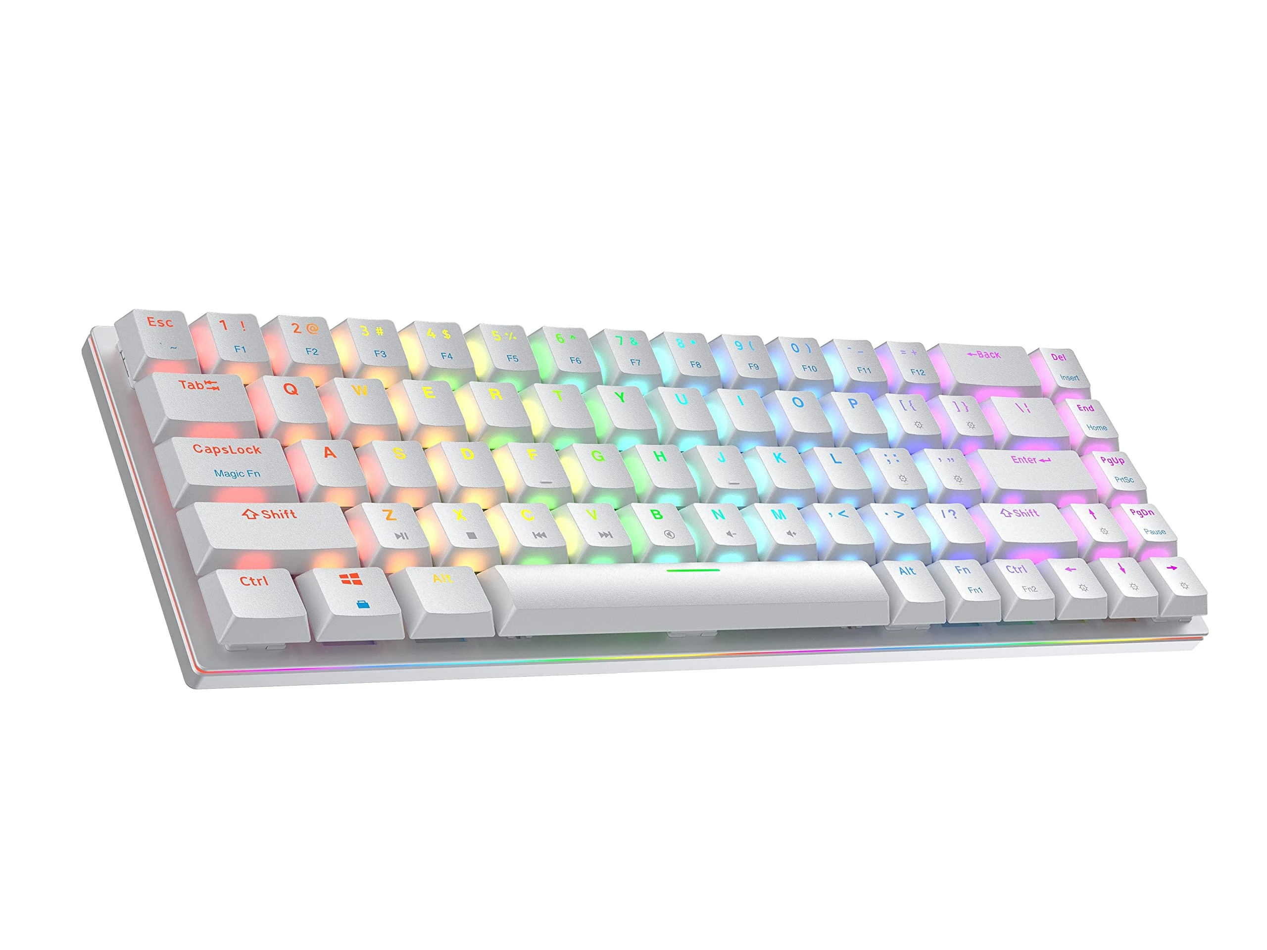 Ranked G65 Guardian 65% | Full Aluminum Frame | Ultra Slim Hot Swappable Mechanical Gaming Keyboard | 68 Keys RGB Backlit for PC/Mac | QWERTY ANSI US Layout (White, Gateron Low Profile Brown)