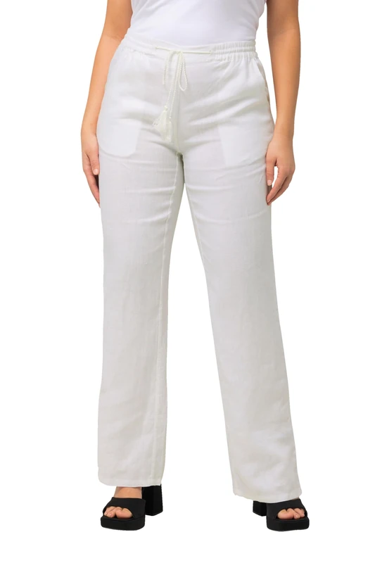 Ulla Popken Women's Leinenhose Pants, schneeweiß, 36W x 32L