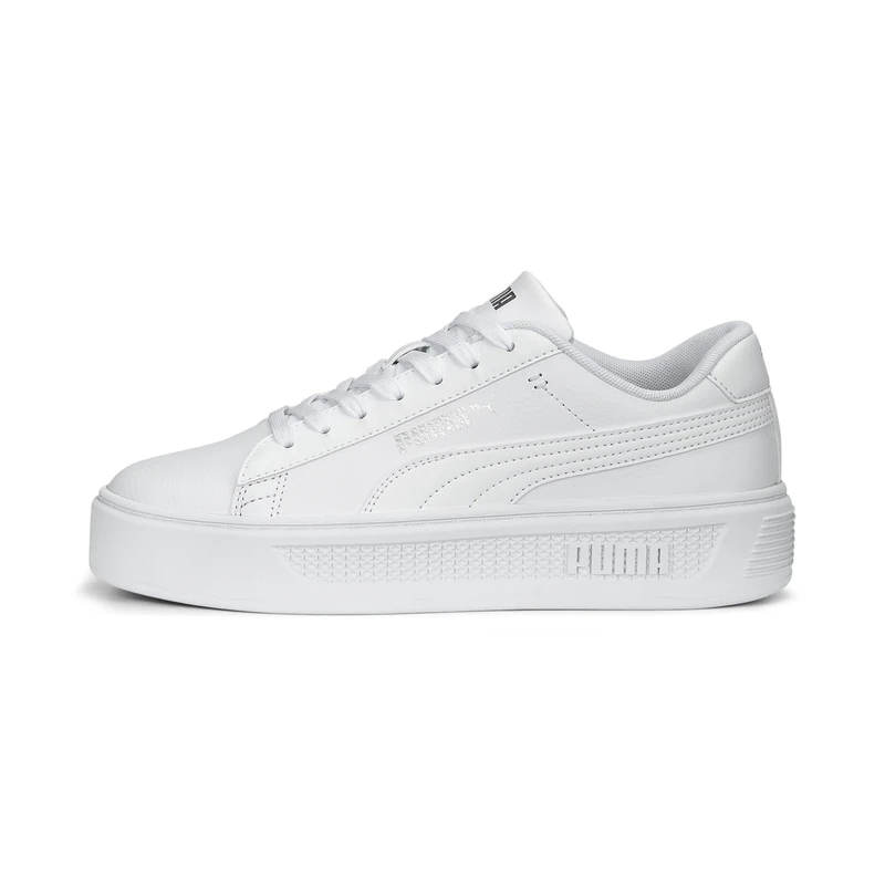 PUMA Women's Smash Platform V3 Sneaker, White Silver, 6 UK