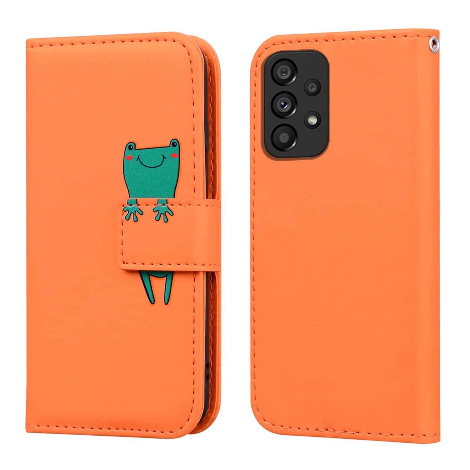 Jeffene for Samsung Galaxy A23 4G/A23 5G/M23 Case Cartoon Pattern Folding Stand PU Leather Wallet Flip Cover with TPU Inner Shell Card Slots Magnetic Closure (Galaxy A23 4G/A23 5G/M23-Orange+Rabbit)