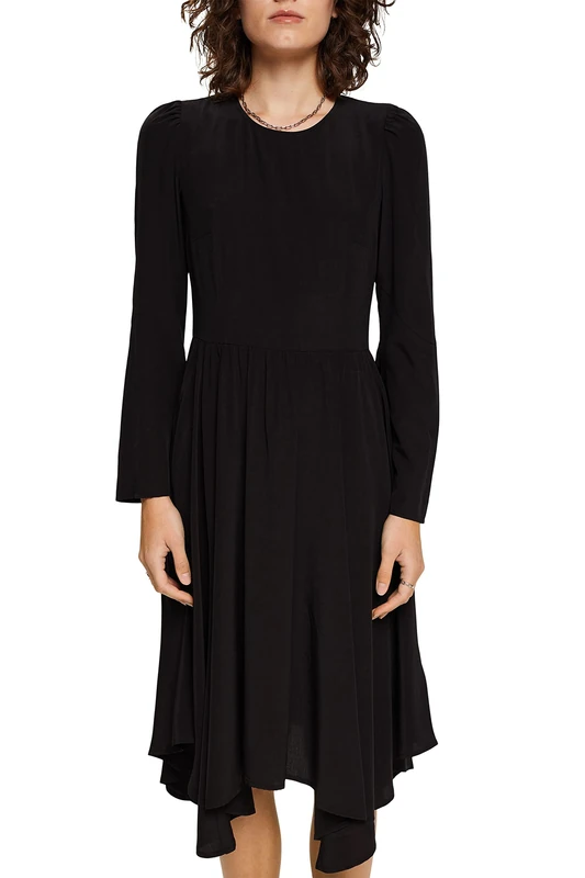 ESPRIT Long-Sleeved midi Dress, Black, 14