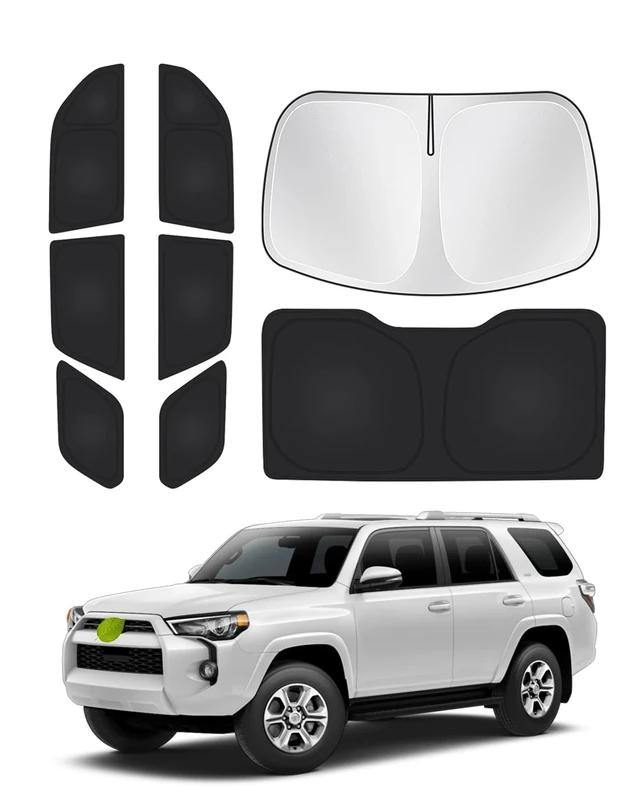 Canvcle Windshield Sunshade for Toyota 4Runner 2010-2023 2024 Side Rear Window Shade Cover Full Window Sun Visor Blocker Set Privacy Protection Keep Vehicle Cool Black 8PCS