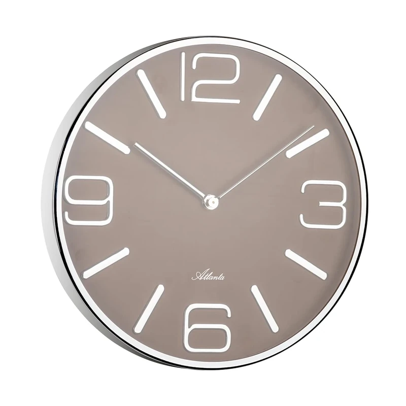 Atlanta Modern Quartz Wall Clock 30 cm Metal Mineral Glass Brown Dial - 4515/3