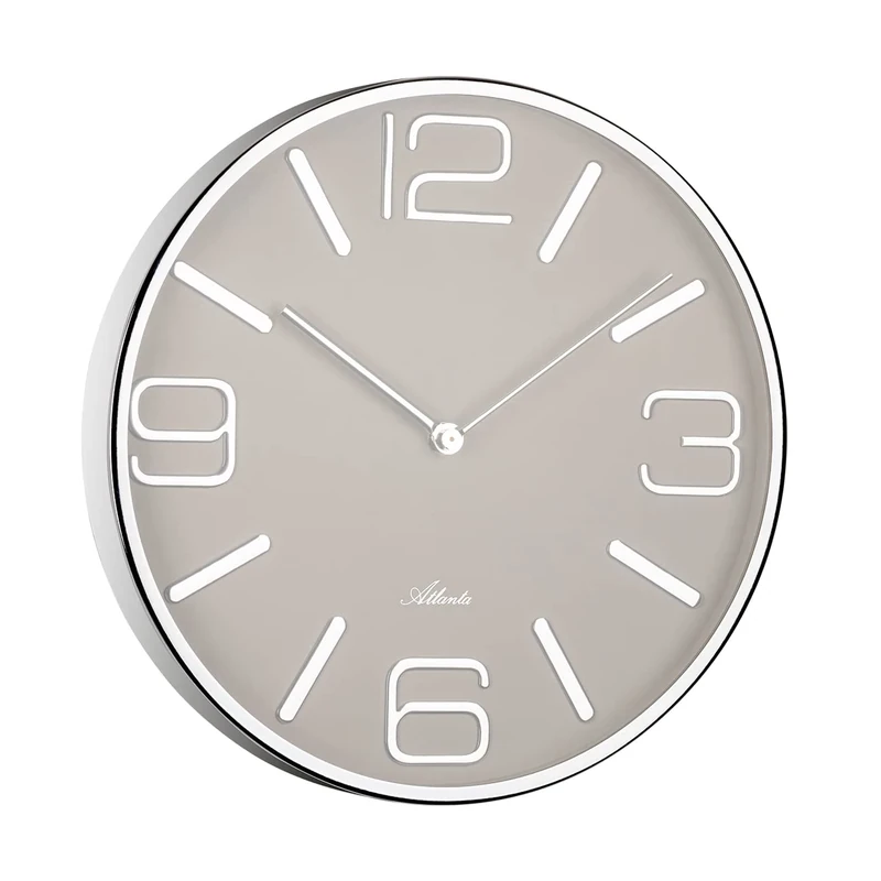 Atlanta Modern Wall Clock Quartz 30 cm Metal Mineral Glass White Dial - 4515/0
