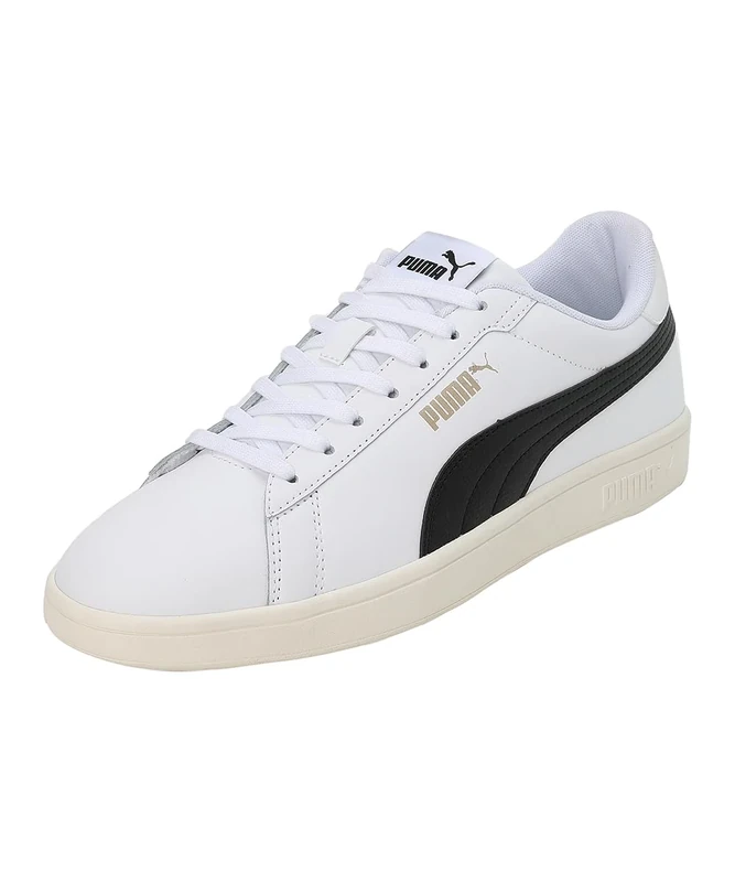 Puma Unisex Adults Puma Smash 3.0 L Sneakers, Puma White-Puma Black-Puma Gold-Frosted Ivory, 5.5 UK