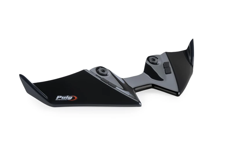 Puig 22446N Naked Front Winglets; aerodynamic design with anti-wheelie and anti-shimmie effect; made of high-resistance ABS; quick and safe installation, Black - Image 1