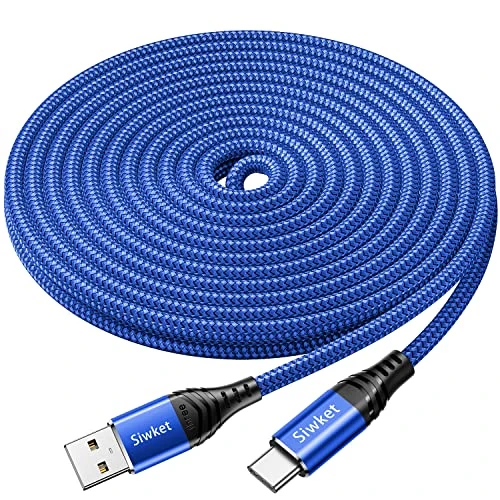 Siwket USB C Cable Type C Charging Cable,[5M] Braided USB C Fast Charger Cord 3A Data Sync for Samsung Galaxy S20/10/9,Note 9/8,LG G5,Sony Xperia,Moto G7,PS5,Switch,HTC.Macbook Blue