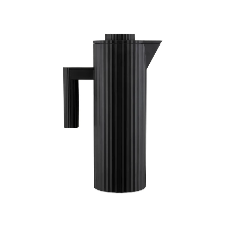 Alessi Plissé MDL12 B - Design Thermo Insulated Jug in Thermoplastic Resin with Double Wall Thermal Glass Inside, 100 cl, Black