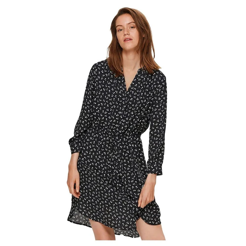 SELECTED FEMME Women's Slfdamina 7/8 AOP Dress B Noos Shirt Blouse, Black, 10