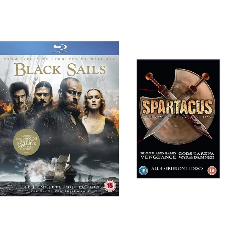 Black Sails: The Complete Collection (Seasons 1-4) [Blu-ray] & spartacus complete slim edition [DVD] [2017]