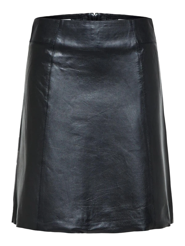 SELECTED FEMME Women's Slfnew Ibi Mw B Noos Leather skirt, Black, 36 UK