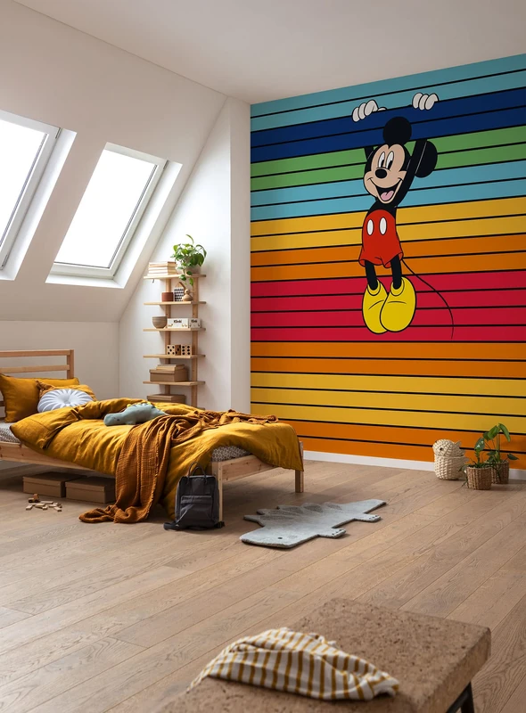 Komar Non-Woven Photo Wallpaper - Mickey Magic Rainbow - Size 300 x 250 cm (Width x Height) - Disney Children's Room Wallpaper