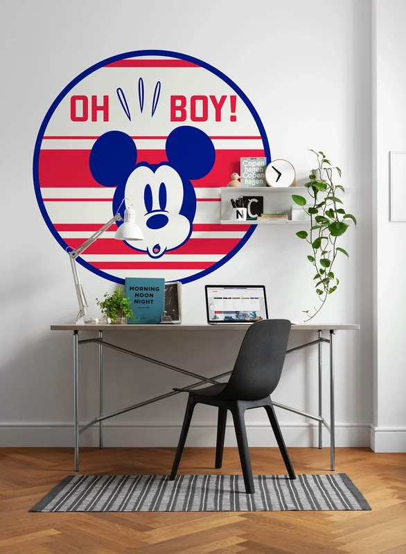 Komar Non-Woven Photo Wallpaper Self-Adhesive - Mickey Oh Boy - Size 125 x 125 cm (W x H) - Disney, Children's Room, Wallpaper, Wall Tattoo