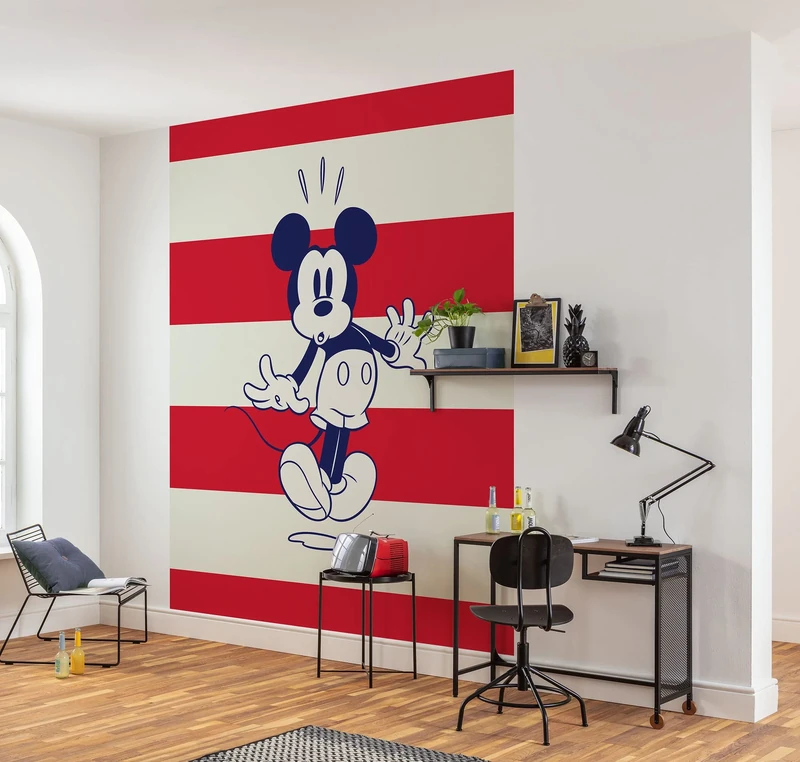 Komar Non-Woven Photo Wallpaper - Mickey Vibrant - Size 200 x 250 cm (Width x Height) - Disney