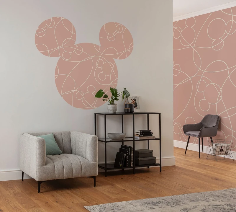Komar Non-Woven Photo Wallpaper Self-Adhesive - Mickey Head Knotted - Size 125 x 125 cm (Width x Height) - Disney, Children's Room, Wallpaper, Wall Tattoo