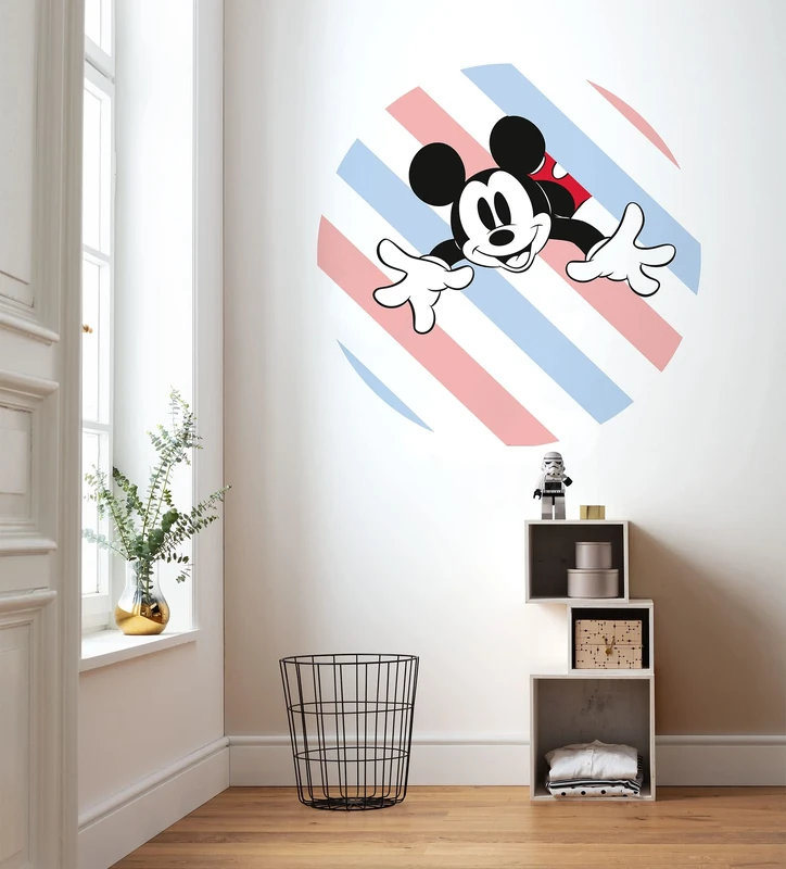 Komar Non-Woven Photo Wallpaper Self-Adhesive - Mickey Hang in There - Size 125 x 125 cm (Width x Height) - Disney, Children's Room, Wallpaper, Wall Tattoo