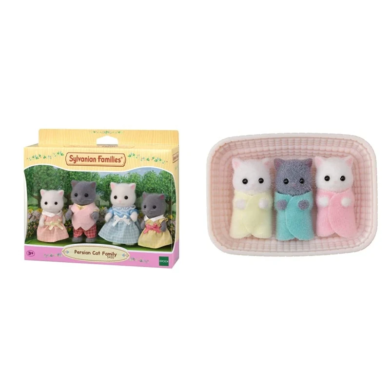Sylvanian Families 5455 Persian Cat Family Dolls, Multicolor & 5458 Persian Cat Triplets Dolls