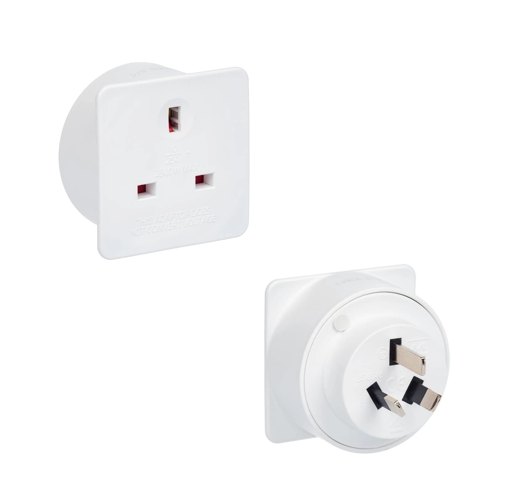 Invero Pack of 2 - UK to Australia New Zealand China Tourist Travel Mains Plug Power Grounded Adaptor - White