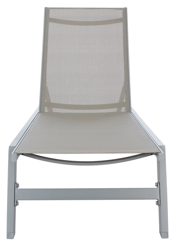Safavieh Metal Outdoor Chaise Lounger with Adjustable Back, Silver and Grey - Image 1