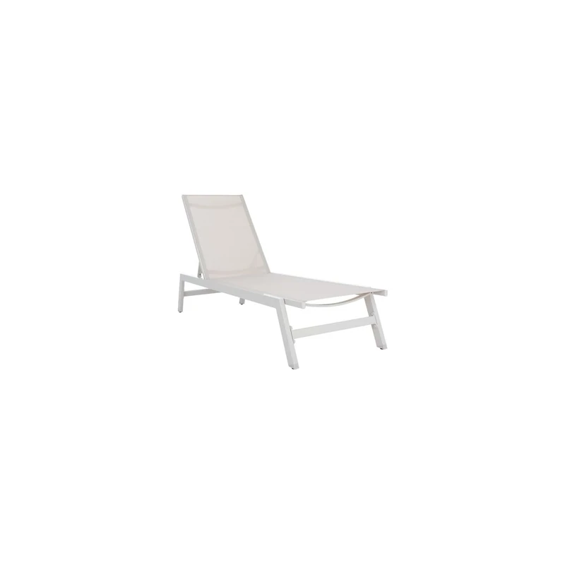 Safavieh Metal Outdoor Chaise Lounger with Adjustable Back, in Silver and Beige