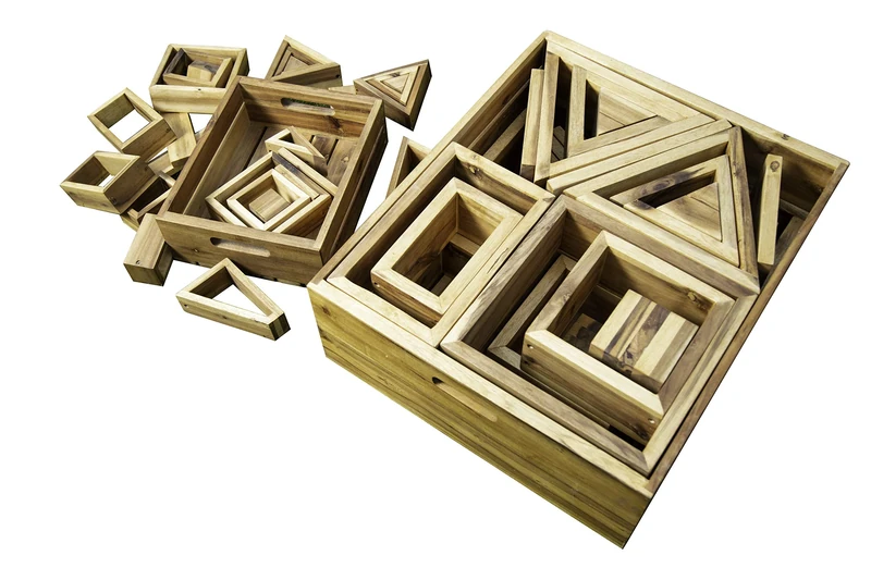 Craftplay GIANT Wooden building blocks | 26 blocks in easy carry storage crate | Construction blocks for kids indoor/outdoor use