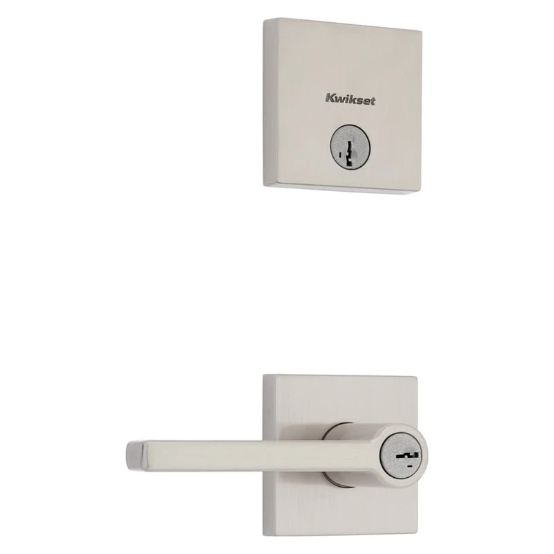Kwikset 991 Halifax Keyed Entry Lever and Single Cylinder Deadbolt Combo Pack Featuring SmartKey in Satin Nickel