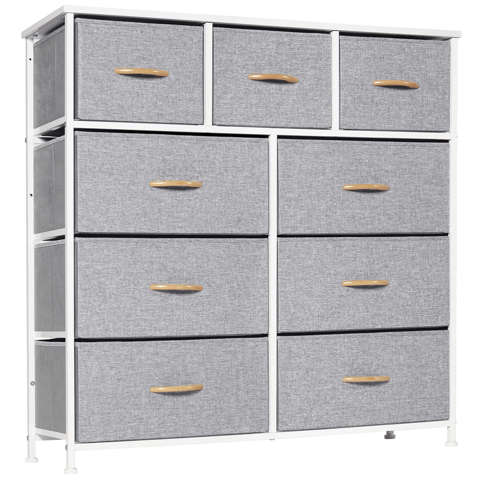 LYNCOHOME Chest of Drawer Bedroom, 9 Drawers Dresser with Deep and Large Drawers, Fabric Storage Drawers Easy to Assemble, for Bedroom, Kids room, Living room, Closet