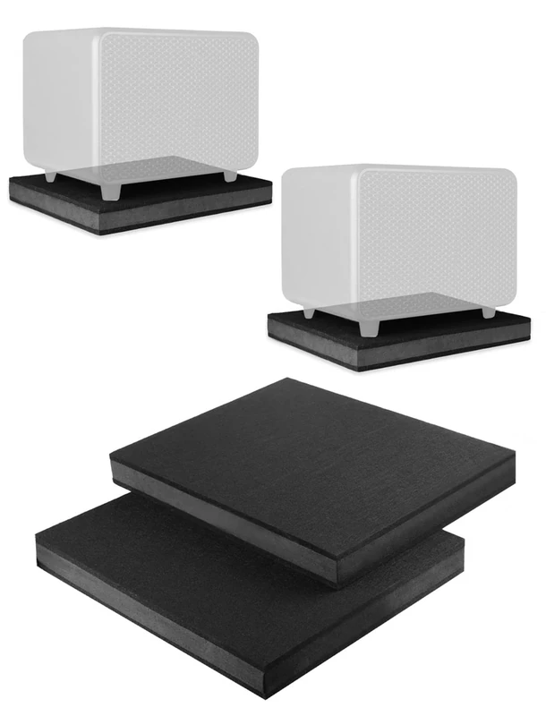 AlloverPower 2-Pack for 8''- 10'' Studio Monitor Noise Isolation Pads Subwoofer Platform Speaker Riser 3-Layer Acoustic Stand Foam Stereo Vibration Isolation Stabilizer Base (15.5'' x 13'')