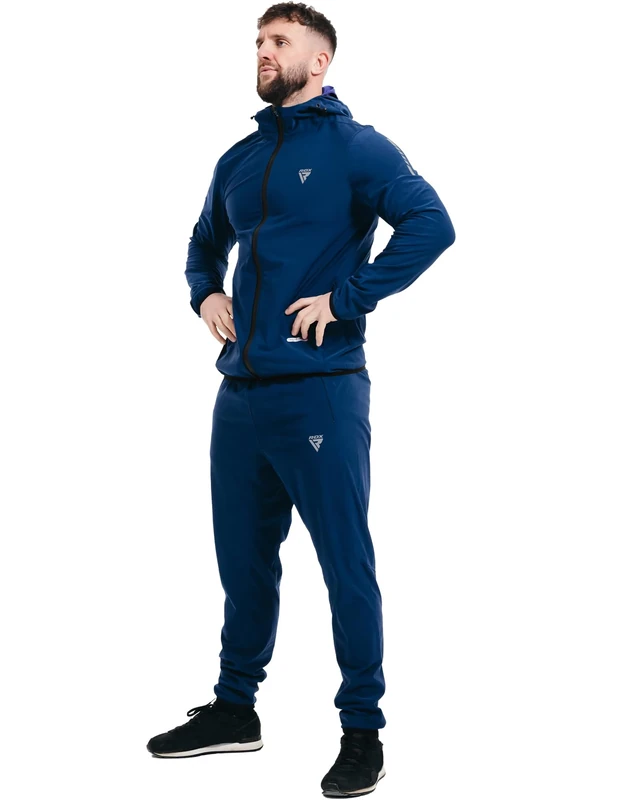 RDX Sauna Suit, REACH Compliant OEKO TEX 100 Certified, Full Body Sweat Heat Suit with Hood, Men Women Adults Kids, Blue Back Long Sleeve, Boxing MMA Slimming Gym Running Workout Jacket, Top Trouser
