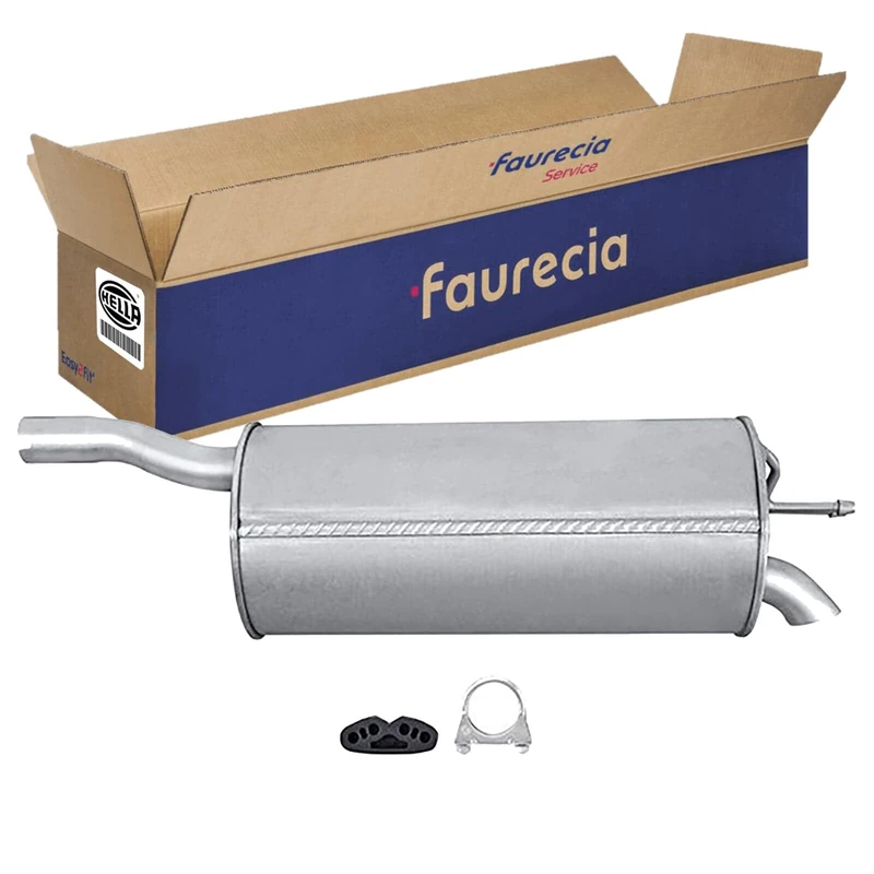 faurecia systeme d'echappement HELLA 8LD 366 029-271 Rear Muffler - Easy2Fit Kit - Rear - one-piece - Kit with mounting parts - Image 1
