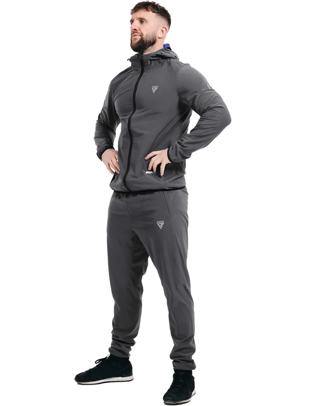 RDX Sauna Suit, REACH Compliant OEKO TEX 100 Certified, Full Body Sweat Heat Suit with Hood, Men Women Adults Kids, Blue Back Long Sleeve, Boxing MMA Slimming Gym Running Workout Jacket, Top Trouser - Image 1