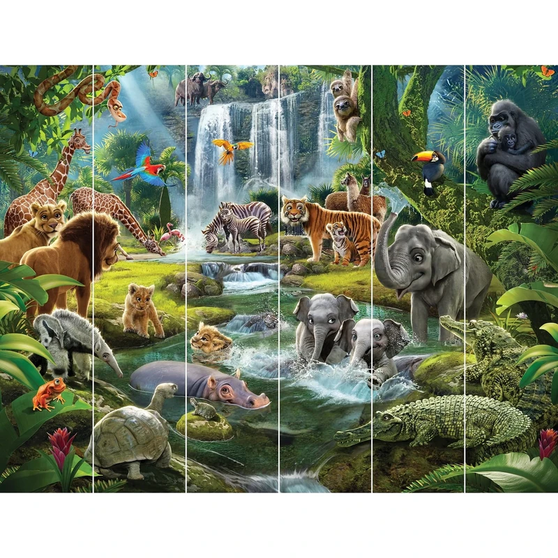 Walltastic Jungle Adventure Wallpaper Mural, Childrens Bedroom, Playroom, 8 feet High x 10 feet Wide, 1 Size - Image 1