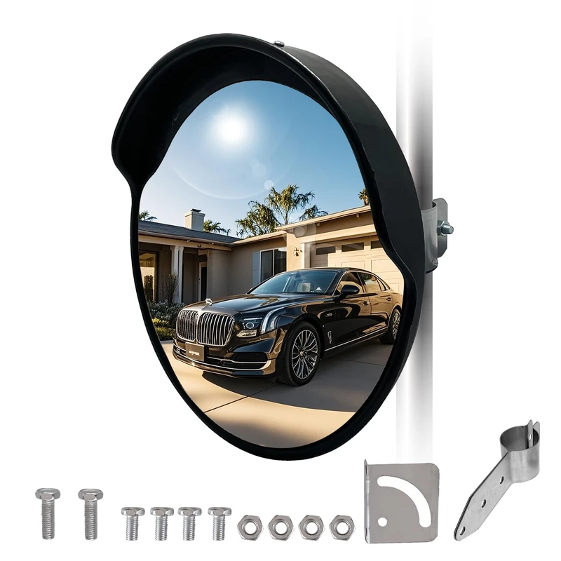 LH-GUARD Convex Mirror - 18" Corner Mirrors for Garage, Warehouse Blind Spot, Security Mirror for Driveway, Waterproof Cap Convex Mirror Indoor Outdoor with Clear View
