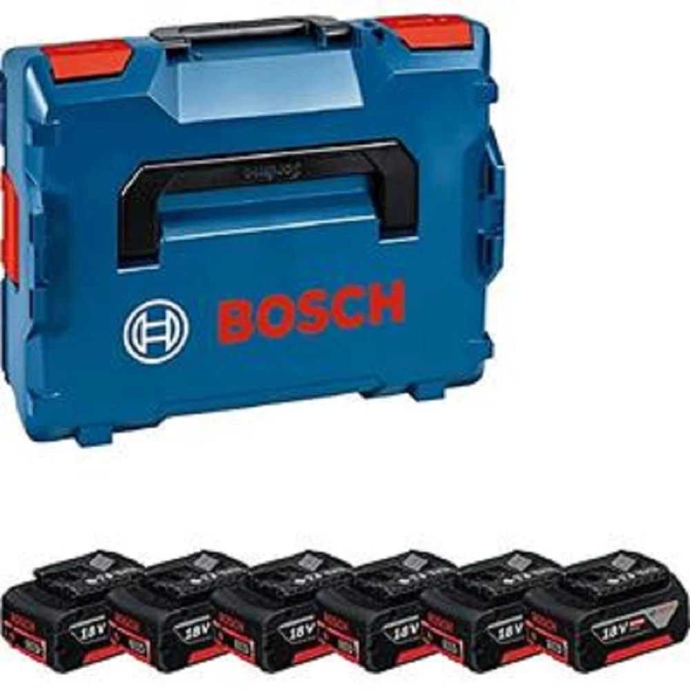 Bosch Professional 18V System Cordless Battery Starter Set: 6x GBA 18V 4.0Ah (incl. L-BOXX Inlay for Starter Sets, L-BOXX)