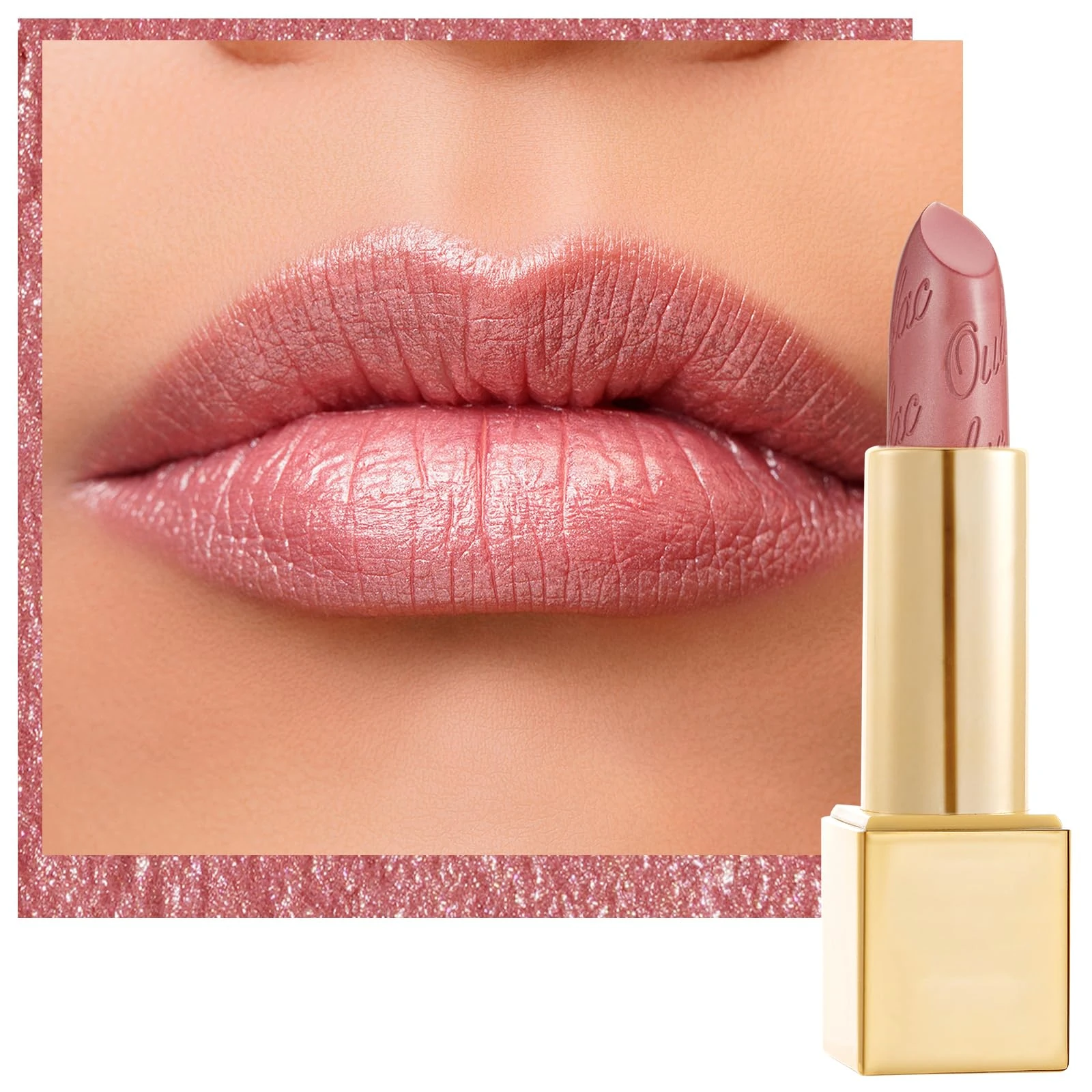 OULAC Metallic Shine Glitter Lipstick, Pink High Impact Lipcolor, Lightweight Soft and Ultra Hydrating, Long Lasting, Vegan & Cruelty-Free, Full-Coverage Lip Color 4.3 g/0.15 Baby Angel(13)
