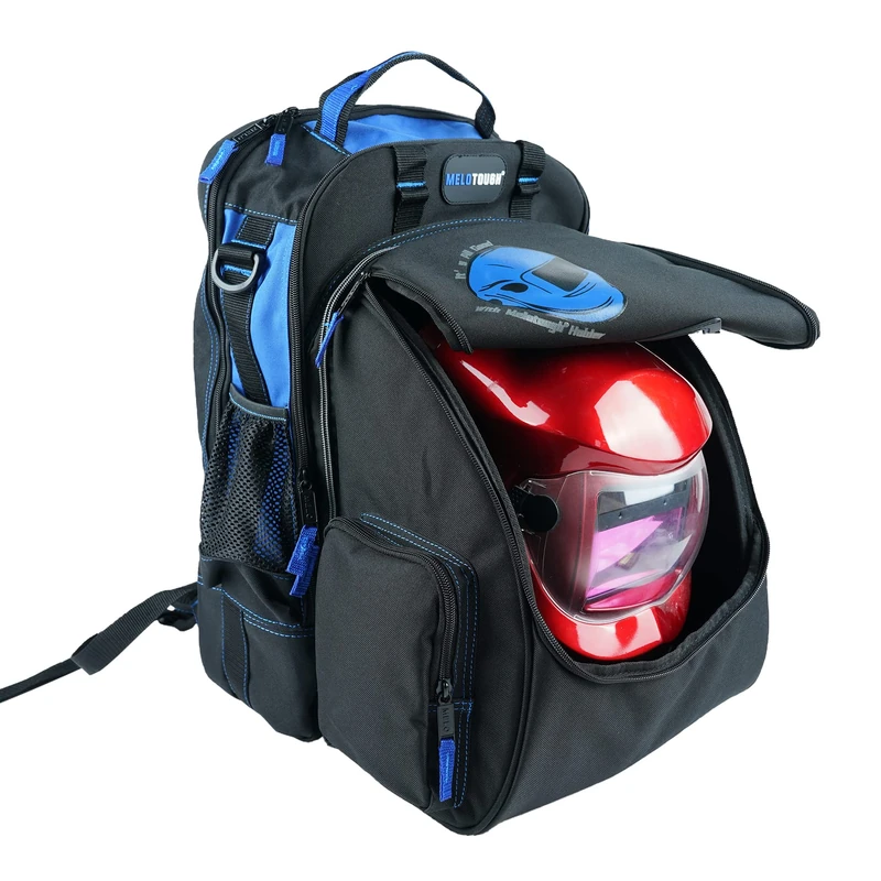 MELOTOUGH Welding Tool backpack Extreme Gear Pack with Large Capacity Helmet Holder Luggage Storage Bag（Blue）