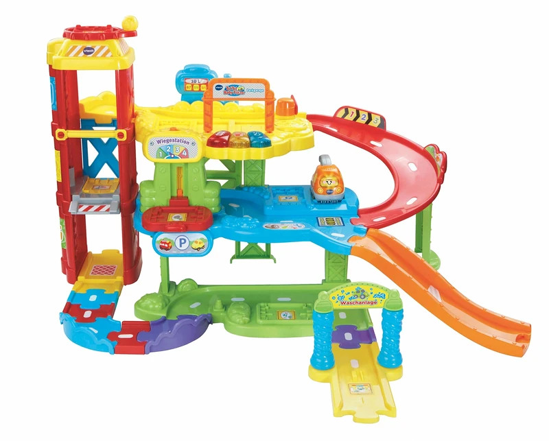 VTech Baby Flitzer - Parking Garage - Interactive Toy with Tow Truck, Lift, Slide, Gas Station and Much More - For Children Aged 1-5 Years