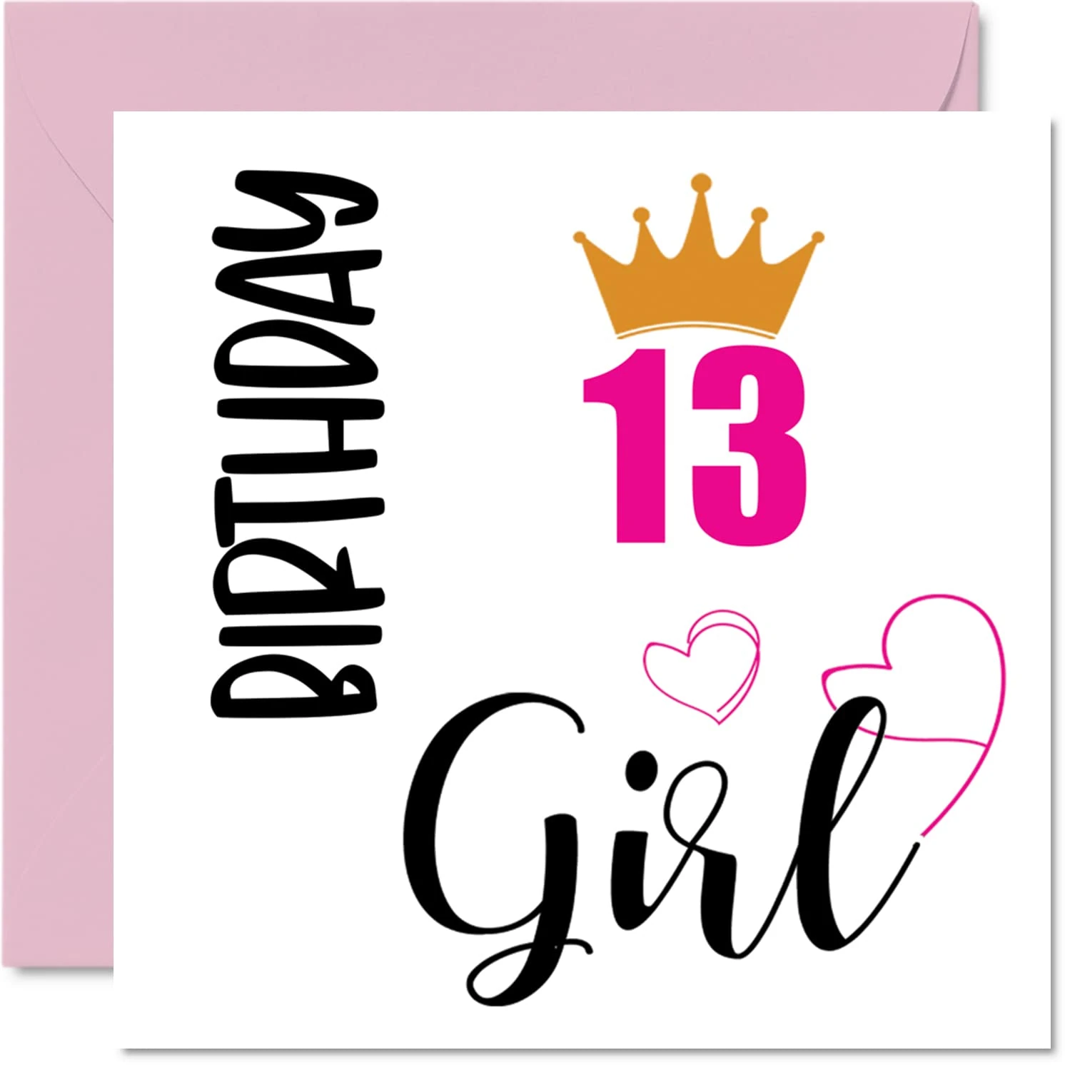 13th Birthday Card for Girls - Birthday Girl - Cards for 13 Year Old Girl Daughter Sister Granddaughter Cousin Friend Niece, 145mm Bday Greeting Cards Gift